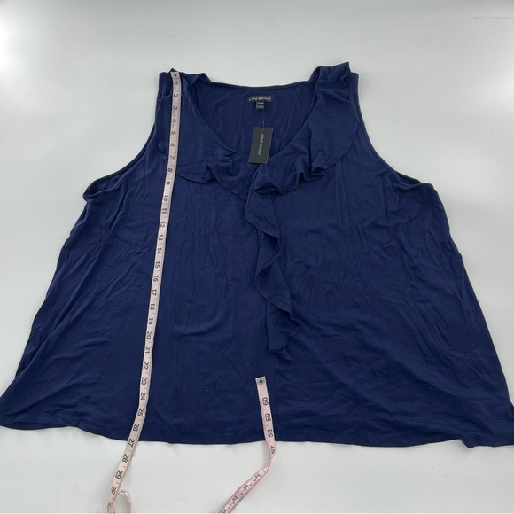 NWT Lane Bryant size 26/28 navy sleeveless v-neck tunic Jersey with ruffles - Picture 5 of 9